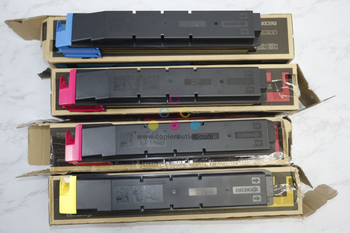 4 Open OEM Kyocera 3050ci,3051ci,3550ci,3551ci TK-8307CMY & TK-8309M Toners