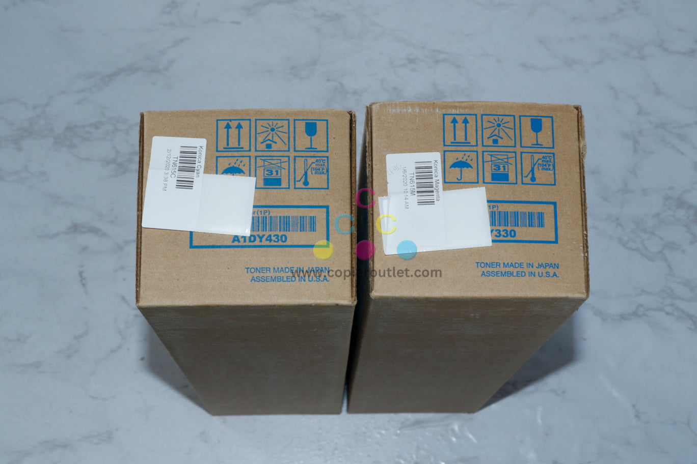 2 New OEM Konica Minolta Bizhub Press C8000, Cyan & Magenta Toners TN615C, TN615M