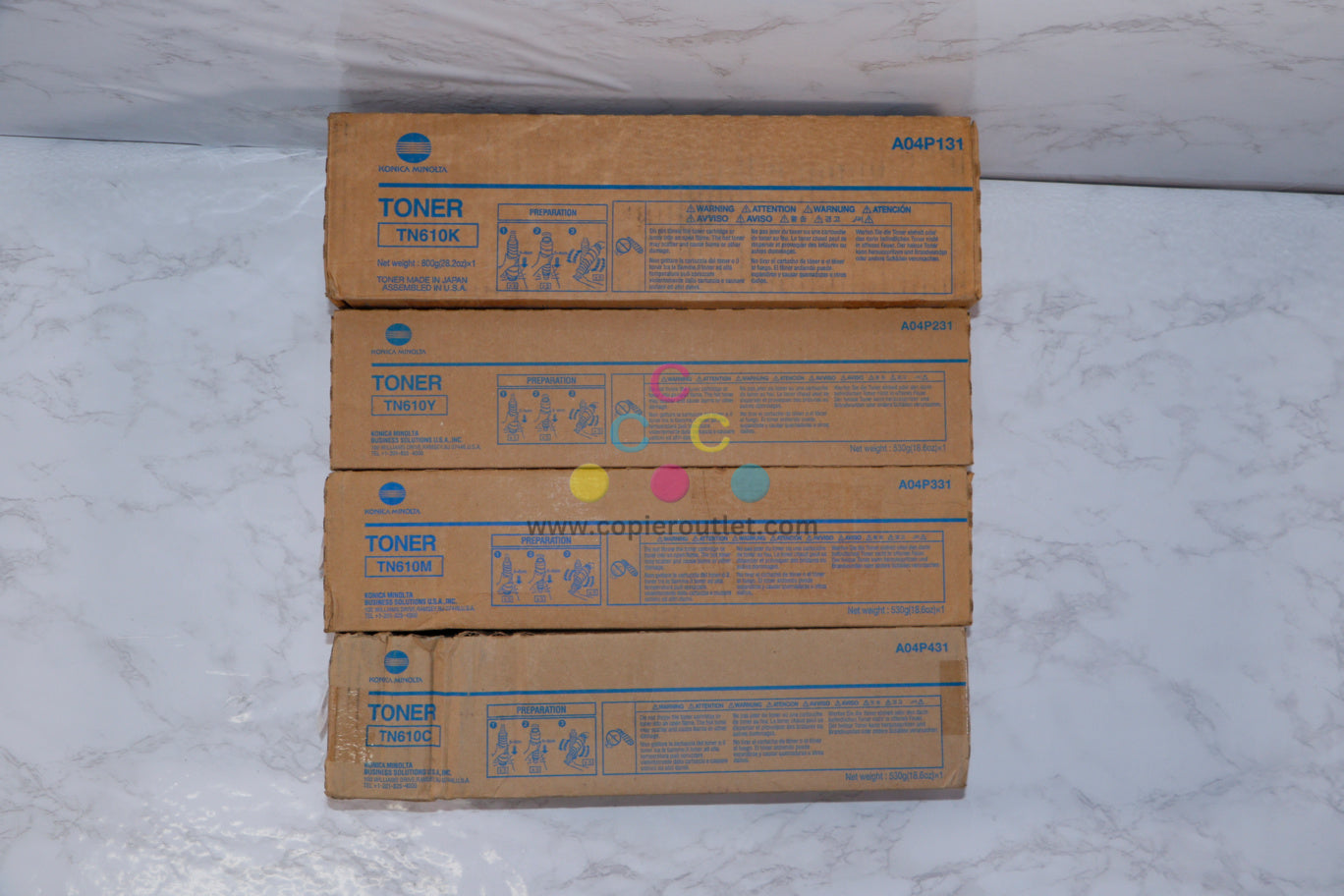 Genuine Lot Of 4 Konica TN610 C,M,Y,K for BH Pro C5500, C6500, C6500E, C6500EP, C6500P