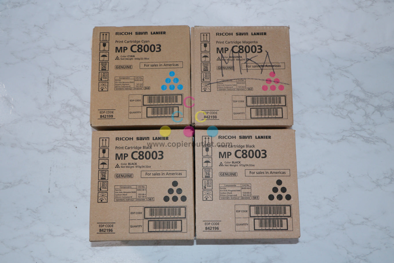 4 New Ricoh IM C8003, C6500, C8000, C6503 CMKK Toner Cartridges 842196,98,99