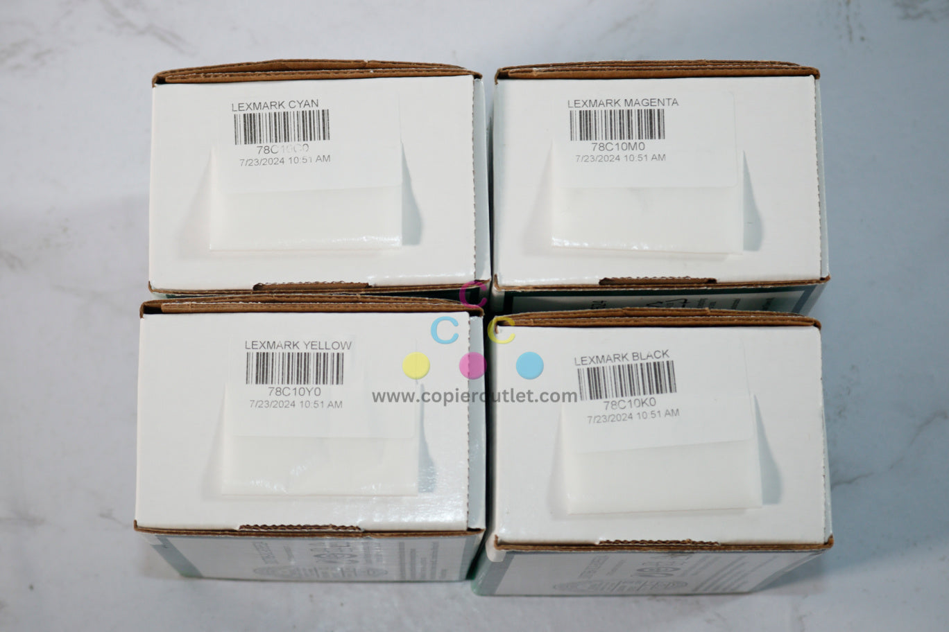 4 OEM Lexmark CS421dn,CS521dn,CS622de CMYK Toners 78C10C0,78C10M0,78C10Y0,78C10K0