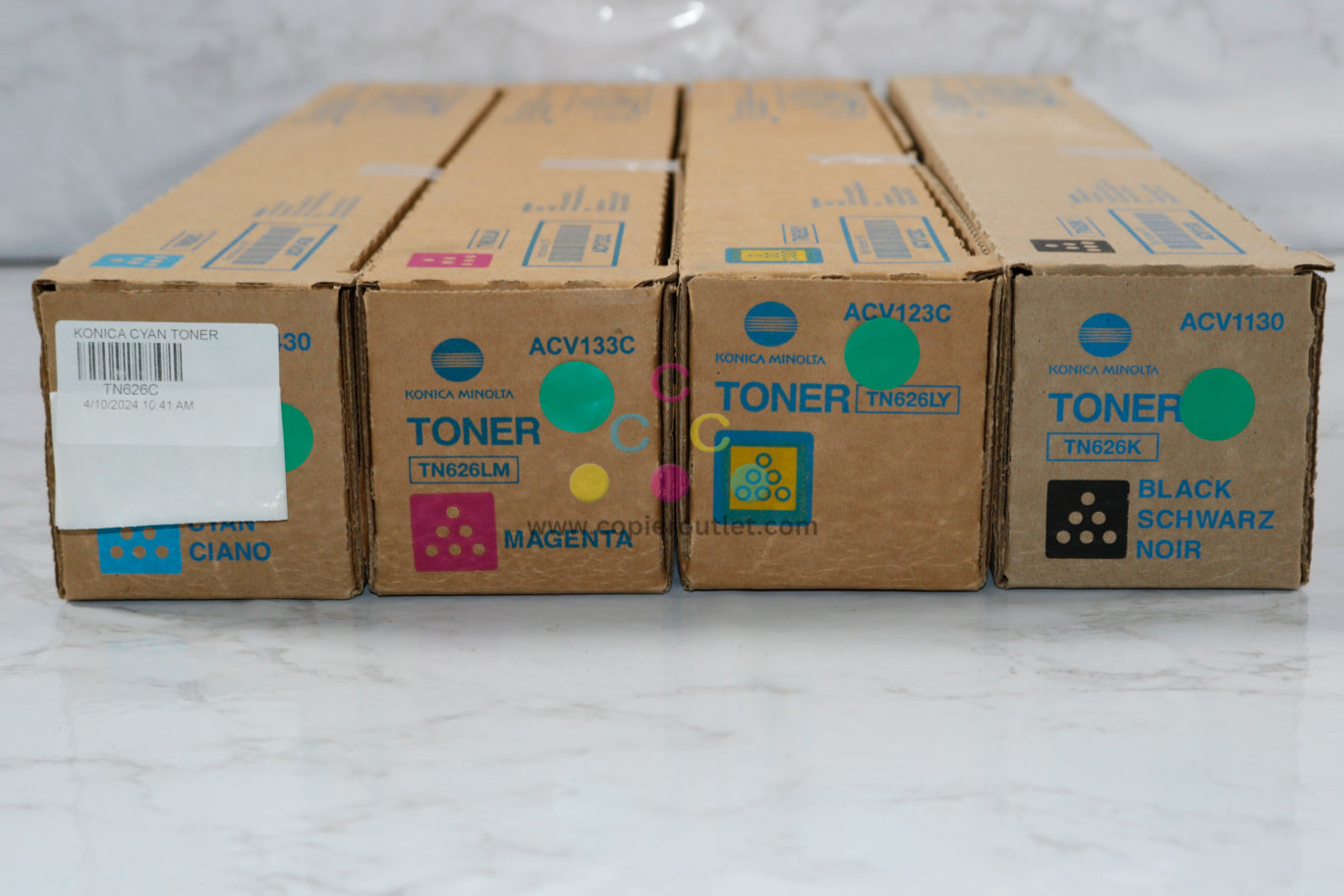 4 New OEM Konica Bizhub C450i/C550i TN626 C,LM,LY,K Toners ACV1130,23C,33C,430