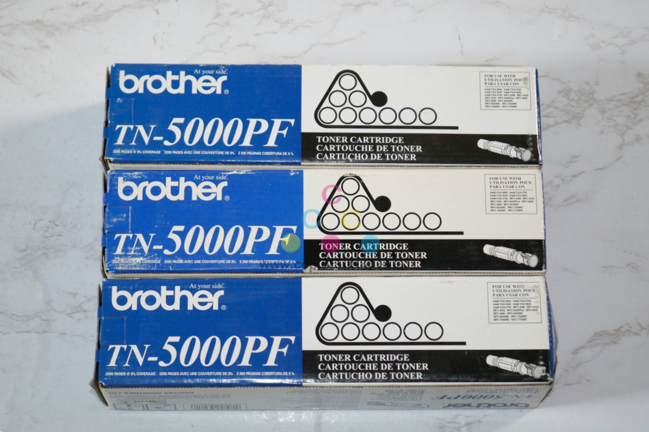 3 Genuine Brother Intelli FAX-2600,2750,3550,3650 Black Toner Cartridges TN-5000PF