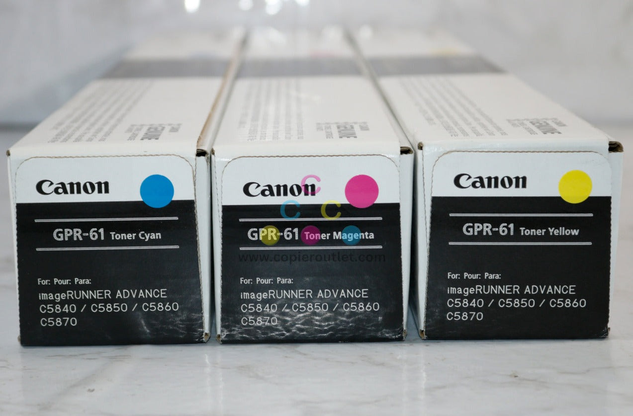 3 OEM Canon iR ADVANCE C5840i,C5850i,C5860i,C5870i GPR-61 CMY Hi Yield Toners