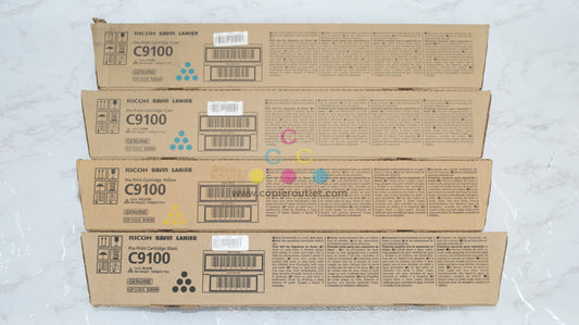 4 OEM Ricoh Pro C9100,C9110 CCYK Toners 828380, 828381, 828383 (No Magenta)