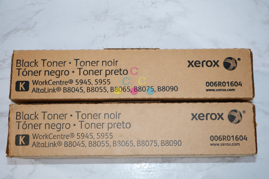 2 OEM Xerox AltaLink B8045,B8055,B8065,WC5945,5955 Black Toners 006R01604