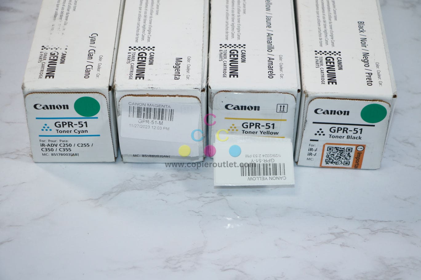 Cosmetic OEM Canon imageRUNNER C250,C255,C350,C355 CMYK Toner Full Set