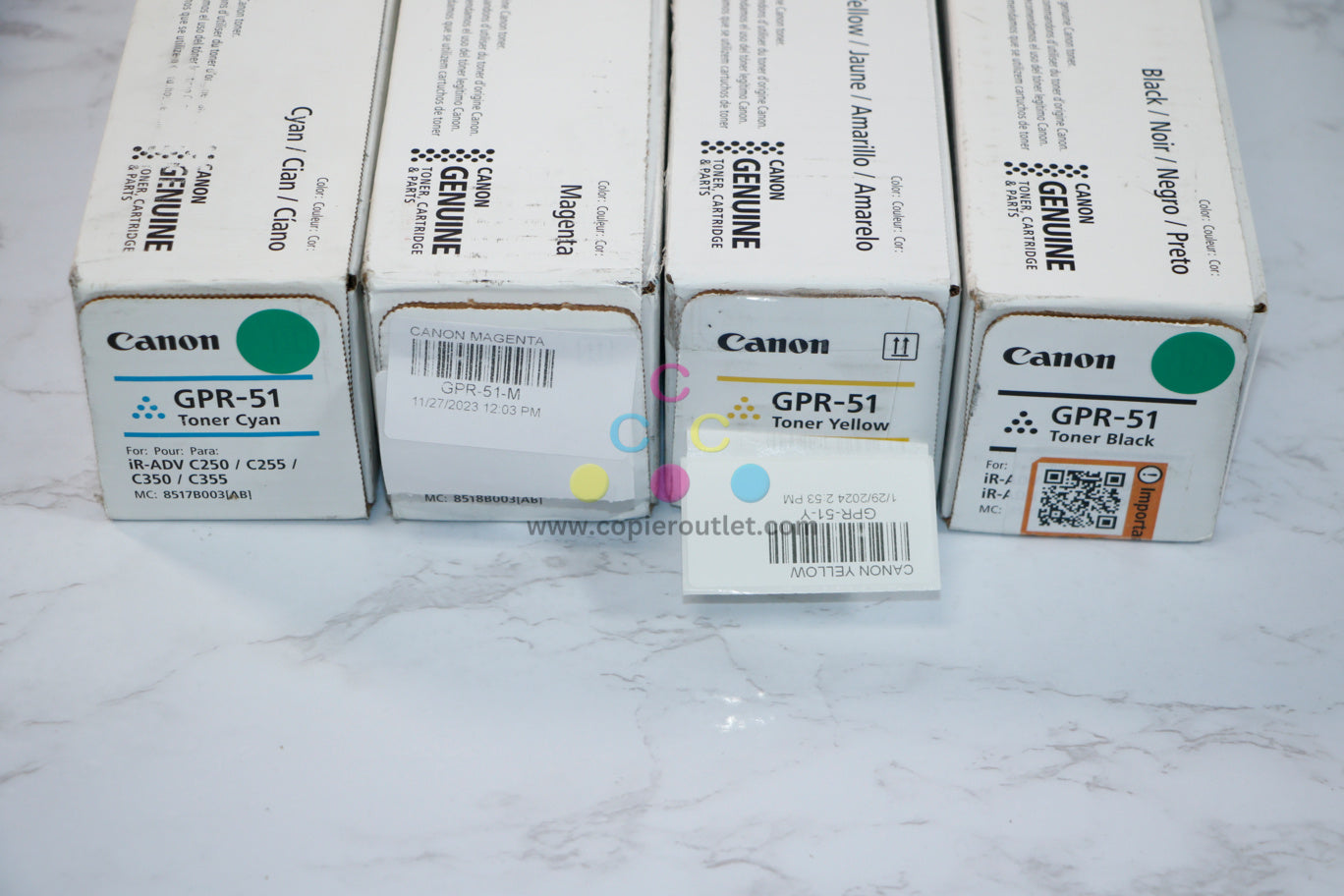 Cosmetic OEM Canon imageRUNNER C250,C255,C350,C355 CMYK Toner Full Set GPR-51