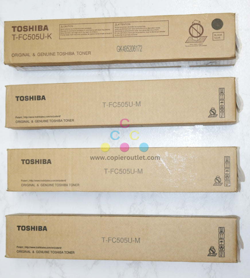 4 New OEM Toshiba e-STUDIO 2505AC/3005AC Toners T-FC505U-M (x3), T-FC505U-K