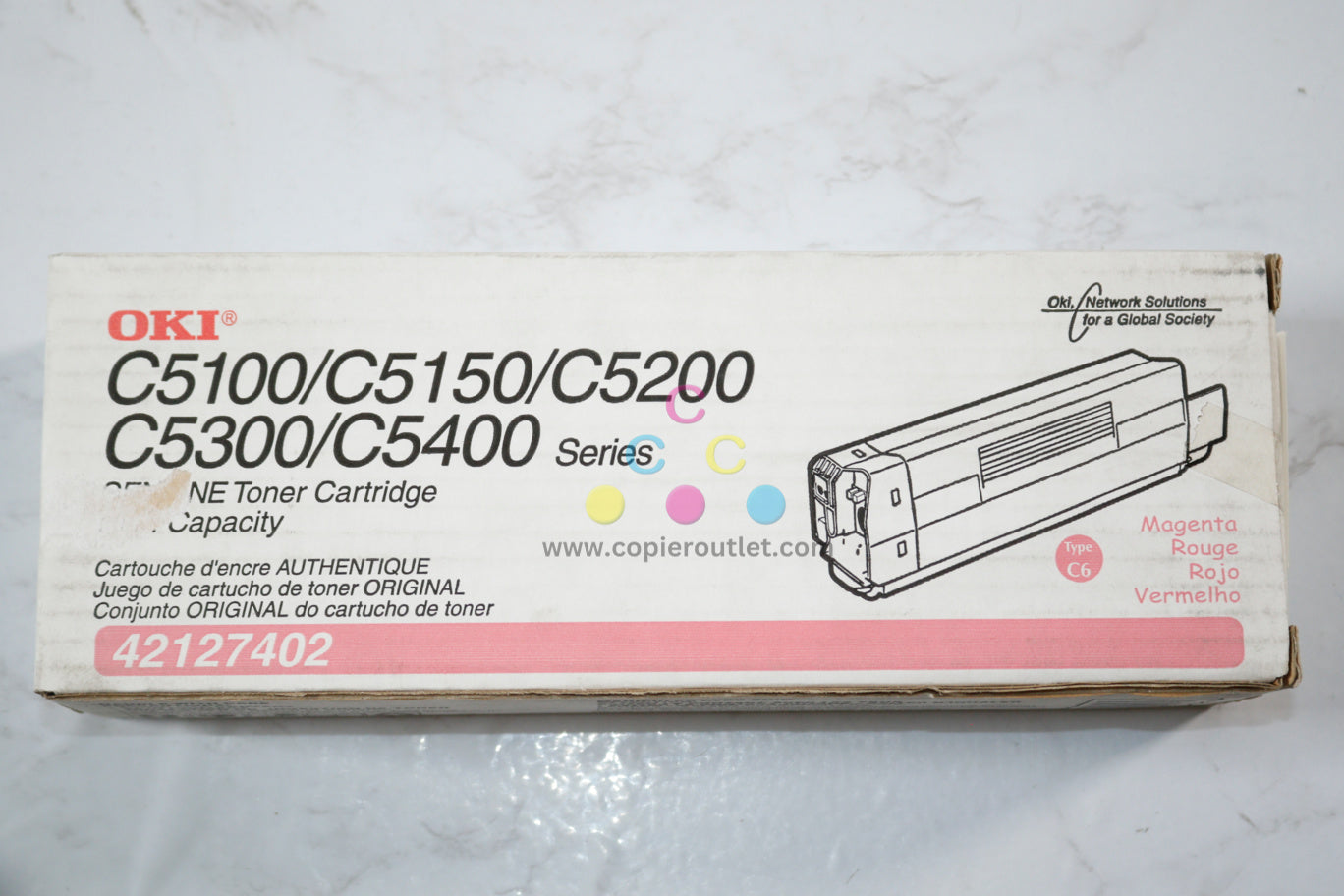 OEM OKI C5100N,C5150N,C5200N Magenta High Capacity Toner 42127402, Type C6