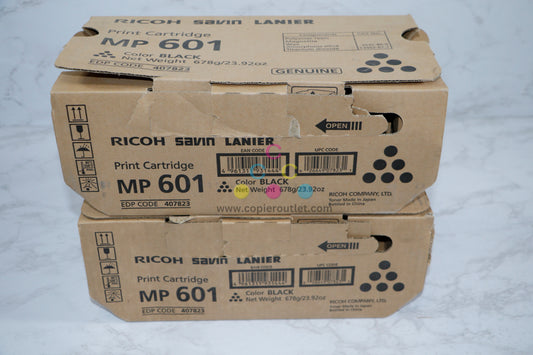 Lot of 2 Open Box Genuine Ricoh 407823 MP601 Black Toner for 501SPF/601SPF