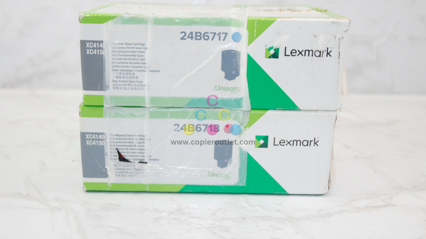 2 Cosmetic OEM Lexmark XC4140,XC4143 Cyan & Magenta Toners 24B6717 & 24B6718