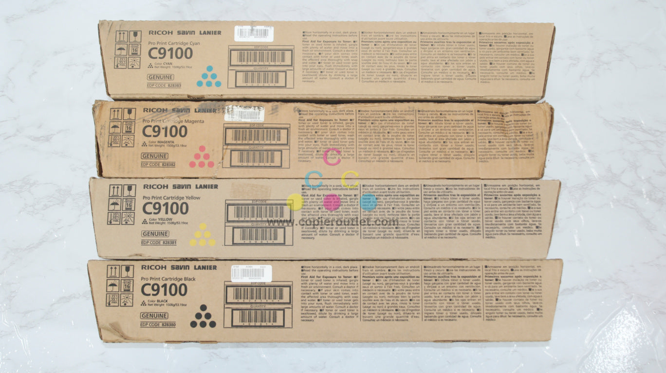 4 New OEM Ricoh Pro C9100,C9110 CMYK Toners 828380, 828381, 828382, 828383