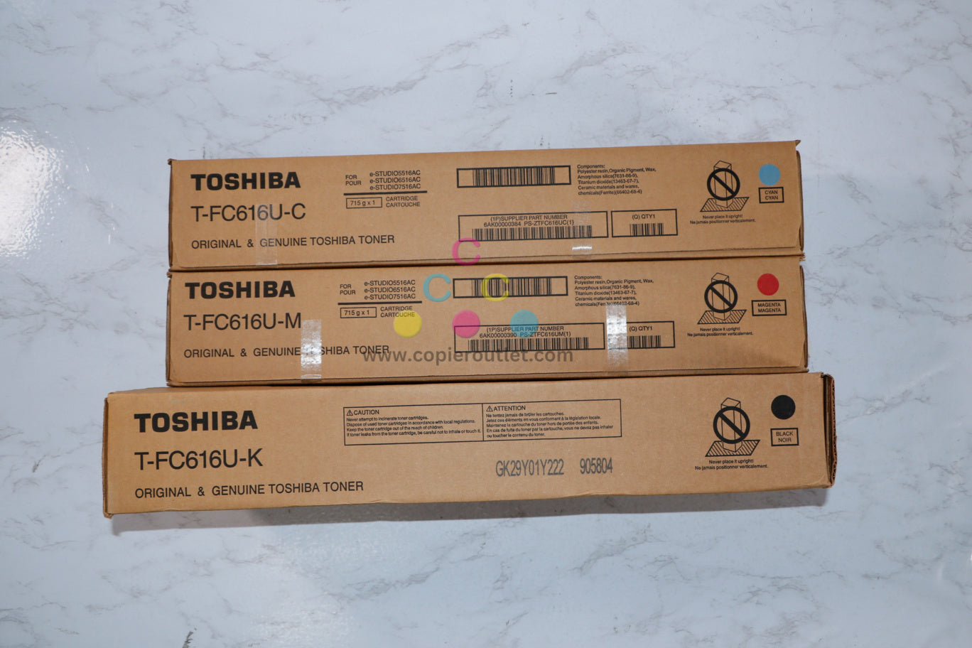 Genuine Toshiba e-STUDIO 5516AC,6516AC,7516AC T-FC616U CMK Toner Cartridges