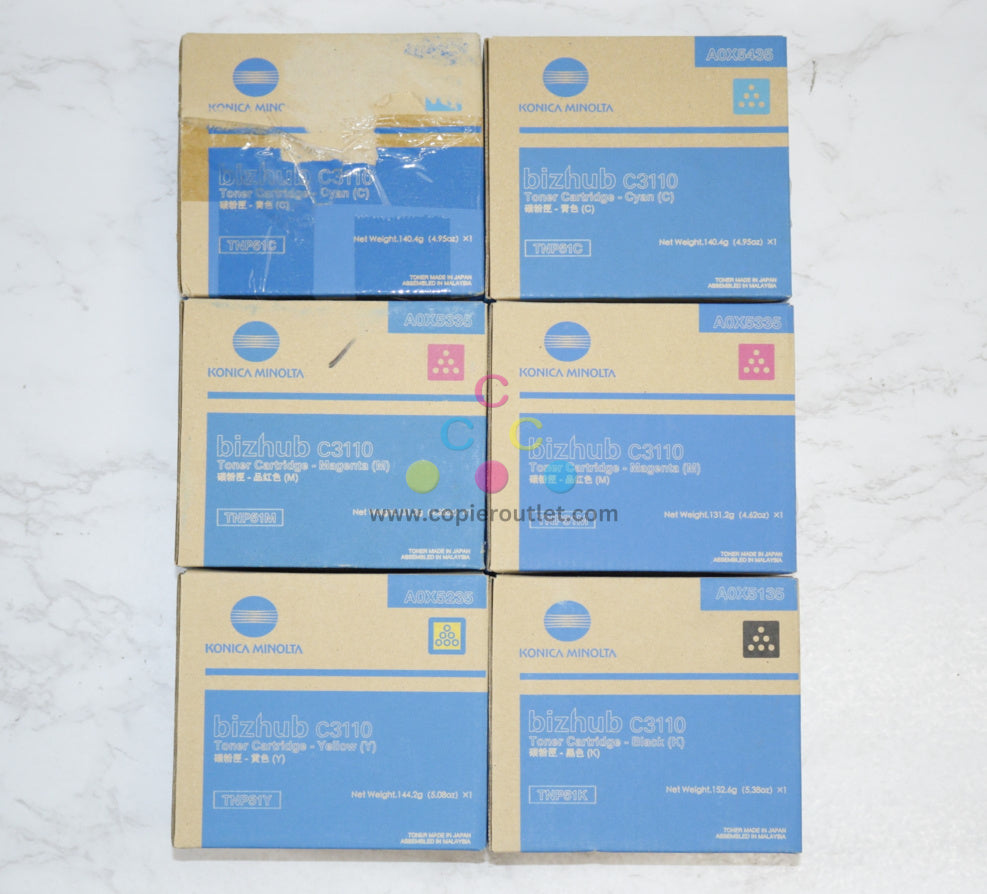 6 New OEM Konica BH C3110 CCMMYK TNP51 Toner A0X5435,5335,5235,5135