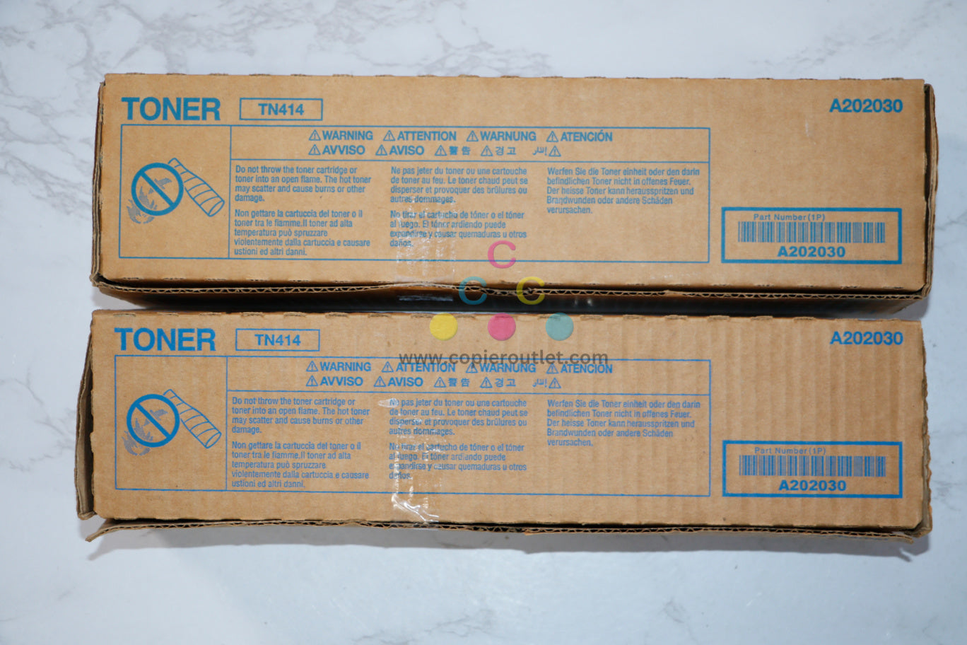 Lot of 2 New OEM Konica Minolta Bizhub 363,423 Black Toners TN414 (A202030)