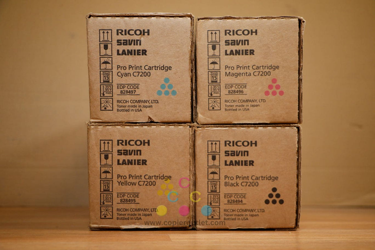 Genuine Ricoh Genuine Ricoh C7200 CMYK Toner Cartridges 828494-97 Pro C7200e C7210sx