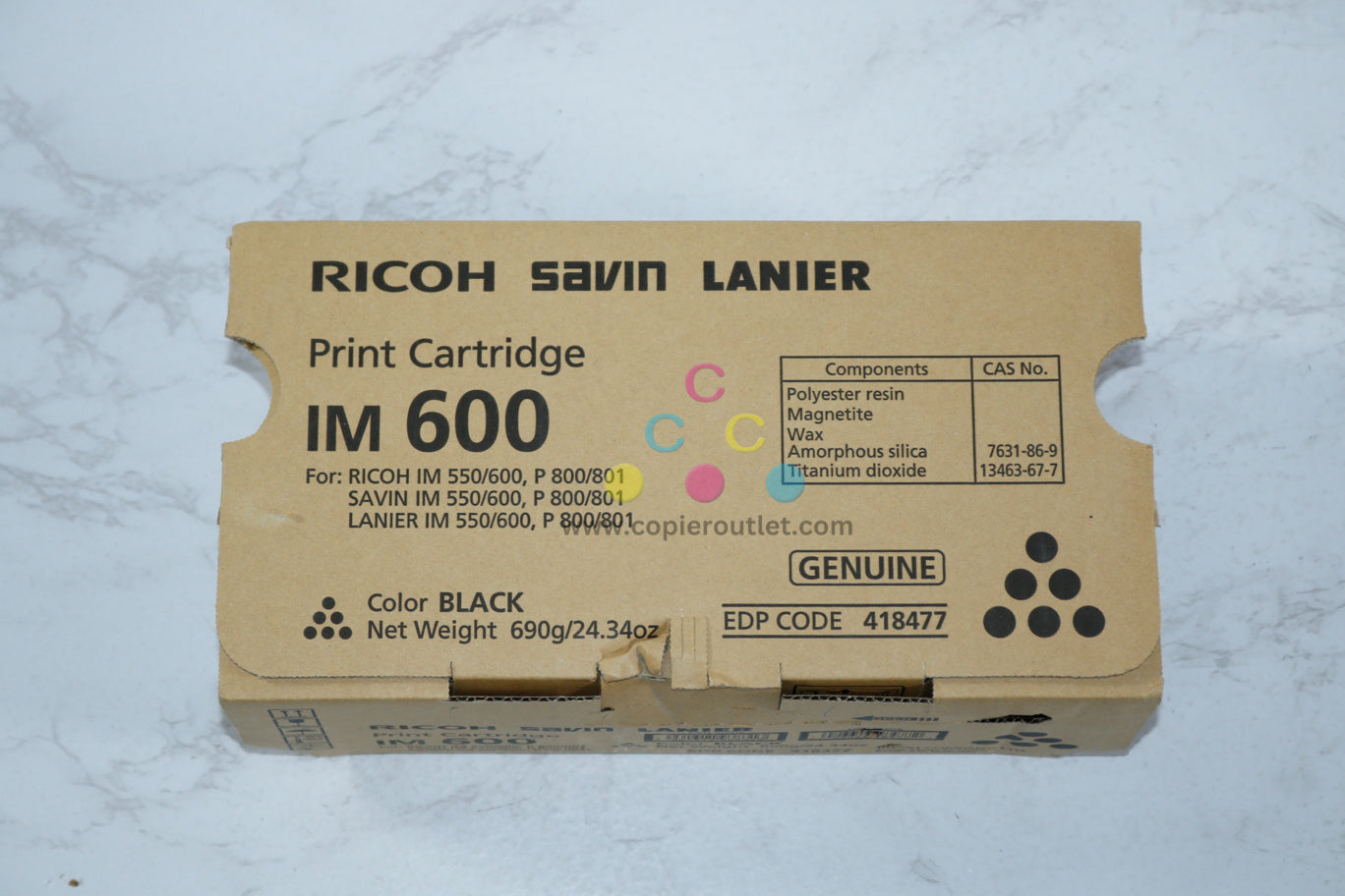 New OEM Ricoh Savin Lanier  IM 600, IM 550F,P800,P801 Black Print Cartridge 418477