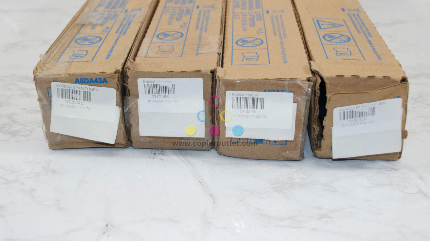 4 Cosmetic OEM Konica BH C258,C308,C368 TN324 AC,AM,AY,JK Toner Cartridges