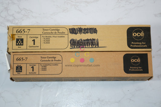 2 Open Box OEM Oce VarioLink 3622, 4222, 5022 Black Toner Cartridges 665-7 / 6657