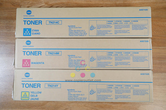 Genuine Konica Minolta TN214 CMY Toner Cartridges BizHub C200/C203/C253 Same Day