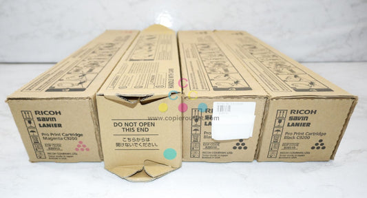4 New OEM Ricoh Pro C9200, C9210 MYKK Toner Cartridges 828510,828512,828566