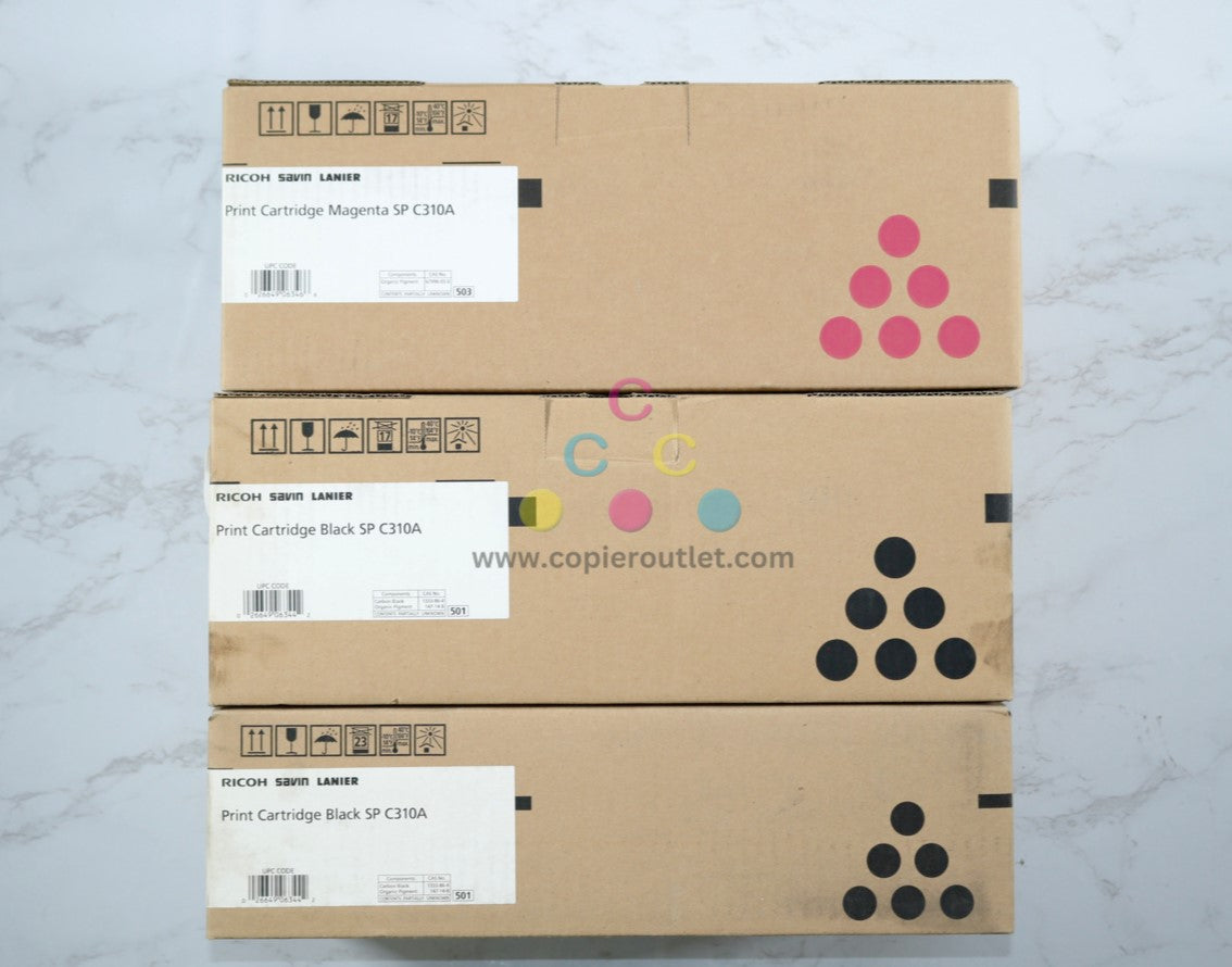 3 OEM Ricoh SP C310A, C231SF,C232SF MKK Standard Yield Cartridges 406344, 406346