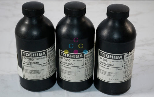 3 OEM Toshiba BD 6550,5540,5560 Black Developer Bottles D-6550, D6550, 4409843640