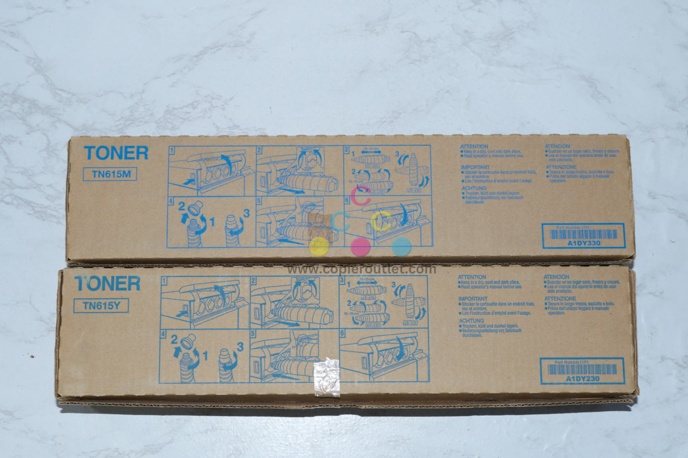 2 Used OEM Konica Minolta Bizhub Press C8000 Magenta & Yellow Toner TN615M, TN615Y