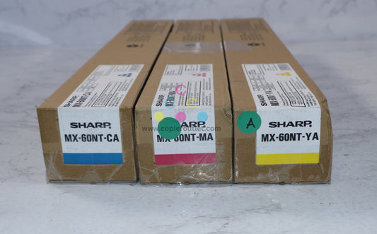 Lot Of 3 Genuine Sharp MX 2630, 2651, 3050, 3051, 3070 CMY Toner Cartridges MX-60NT