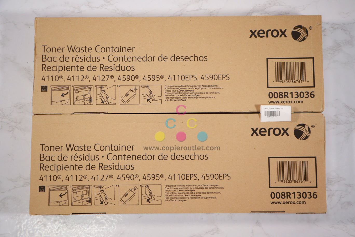 2 New OEM Xerox 4110, 4127, 4590, 4595, D110, D125 Waste Toner Containers 008R13036