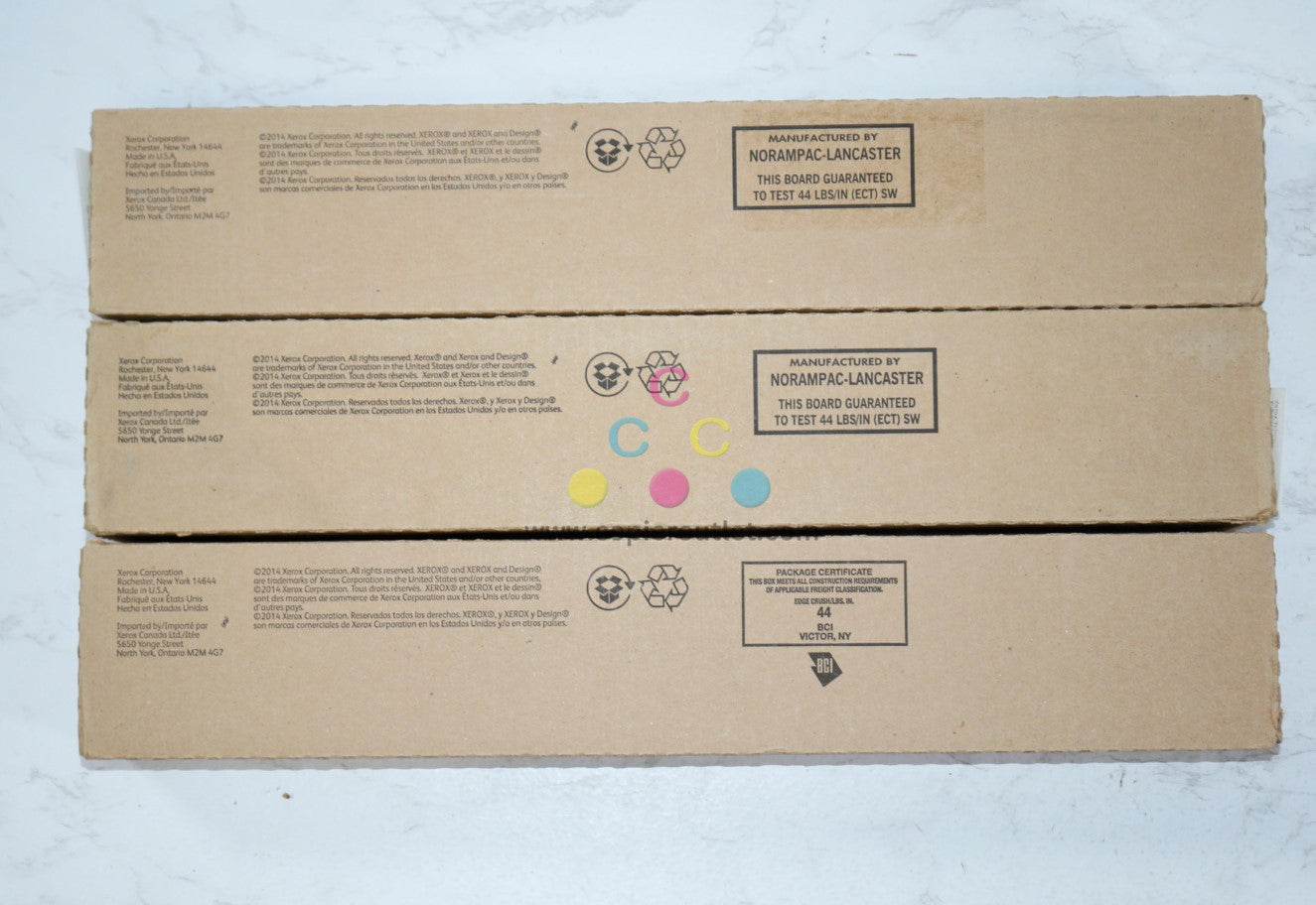 3 New OEM Xerox Color C60, C70 MYK Toner Cartridges 006R01655,6R01657, 6R01658