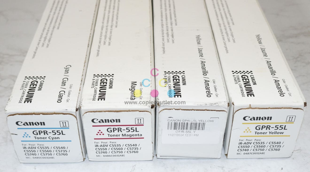 4 New OEM Canon iR-ADV C5535,C5540,C5550,C5560 CMYY Toners GPR-55L