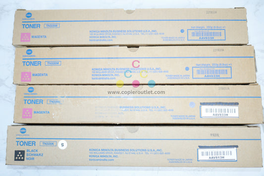 Lot of 4 OEM Konica Minolta BH C250i/C300i/C360i MMMK TN328 Low Yield Toner