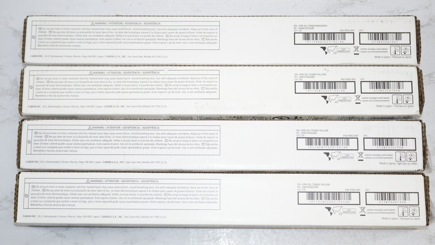 4 New OEM Canon iR-ADV C5535,C5540,C5550 Magenta and Yellow Toners GPR-55L