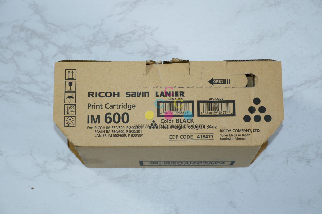 New OEM Ricoh Savin Lanier  IM 600, IM 550F,P800,P801 Black Print Cartridge 418477