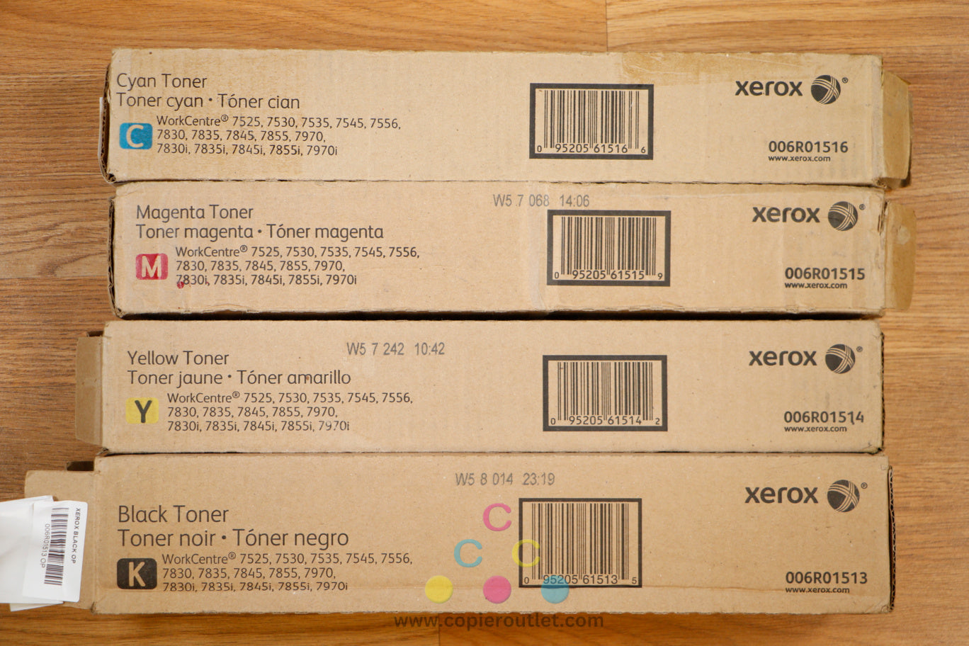 Open OEM Xerox WorkCenter7525,7545,7830,7855i,7970 CMYK Set 006R01513,14,15,16