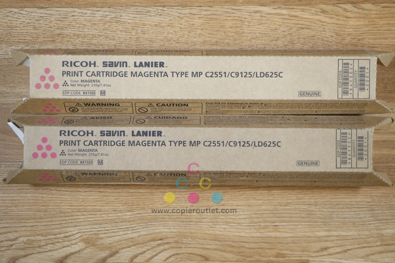 Lot of 2 Genuine Ricoh 841502 Magenta Toner Cartridge MP C2551/C9125/LD625C