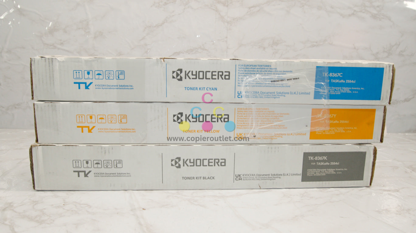 3  New Genuine Kyocera TASKalfa 2554ci,CS2554ci TK-8367 CYK Toners Same Day Ship