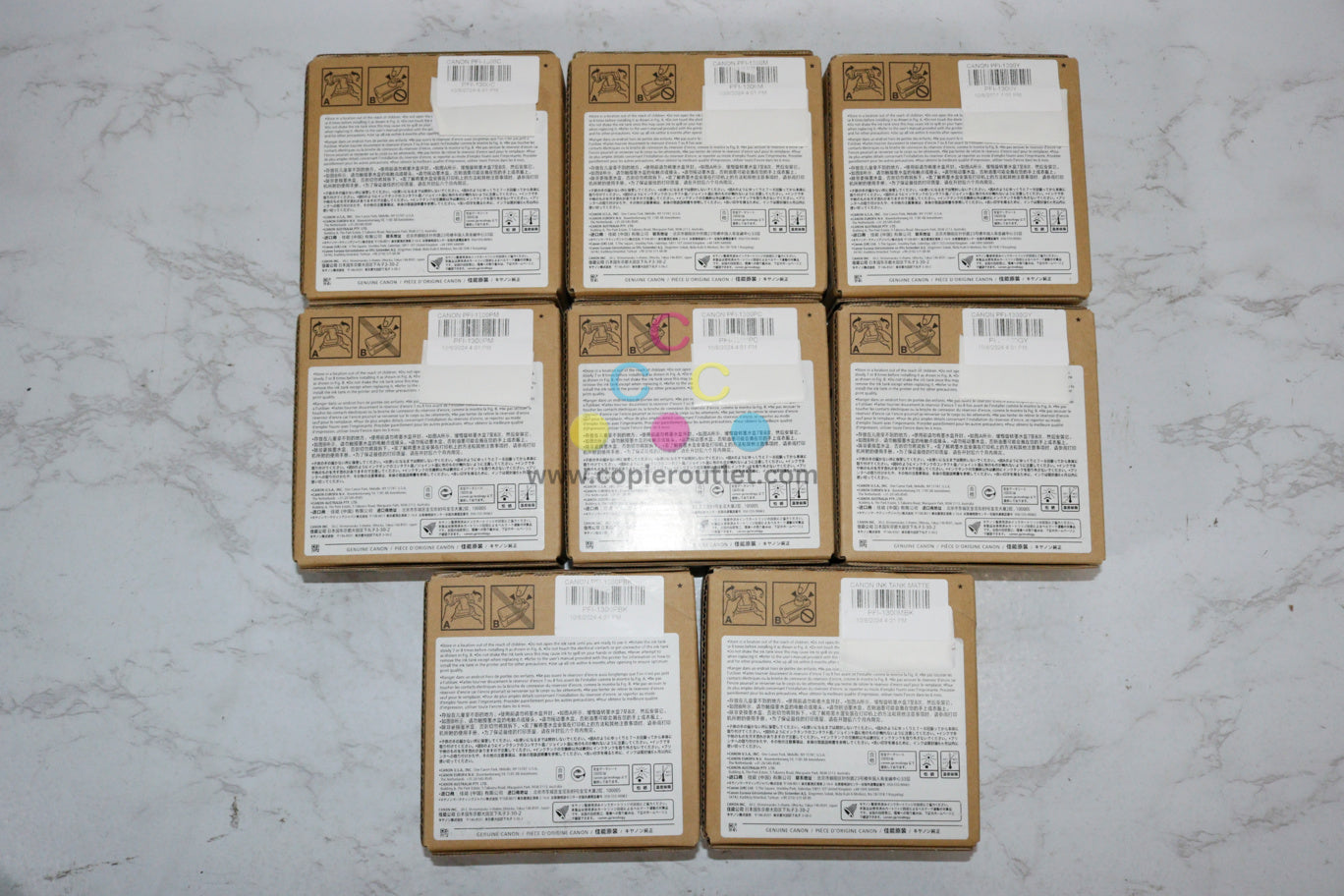 8 OEM Canon Pro-2000, C,M,Y,PM,PC,GY,MBK,PBK PFI-1300 Ink Tanks EXP:2020-2023