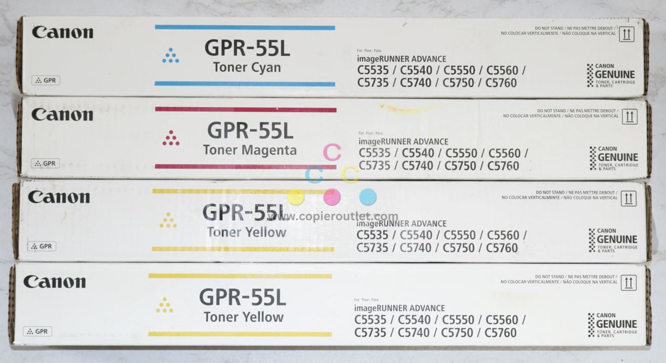 4 New OEM Canon iR-ADV C5535,C5540,C5550,C5560 CMYY Toners GPR-55L