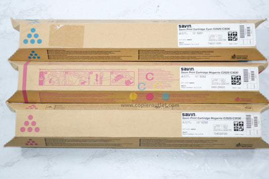 3 New OEM Savin C2020, C2525, C3030 CMM Print Cartridges 888658, 888659