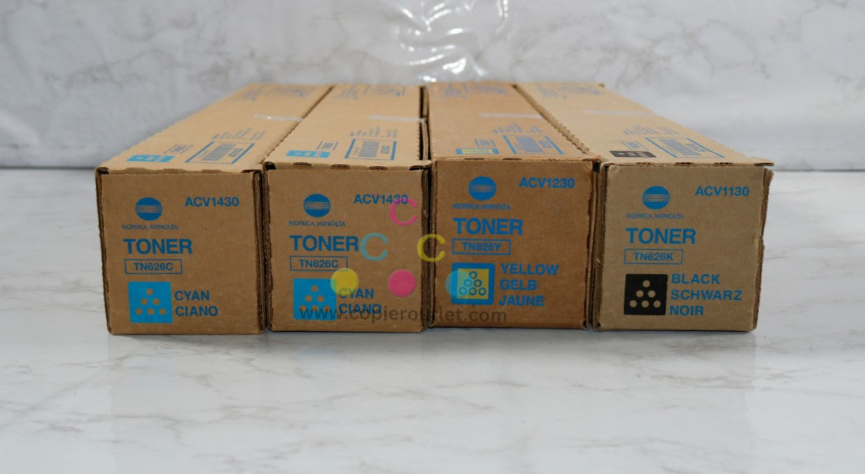 4 New OEM Konica Bizhub C450i/C550i TN626 CCYK Toners ACV1130,230,430