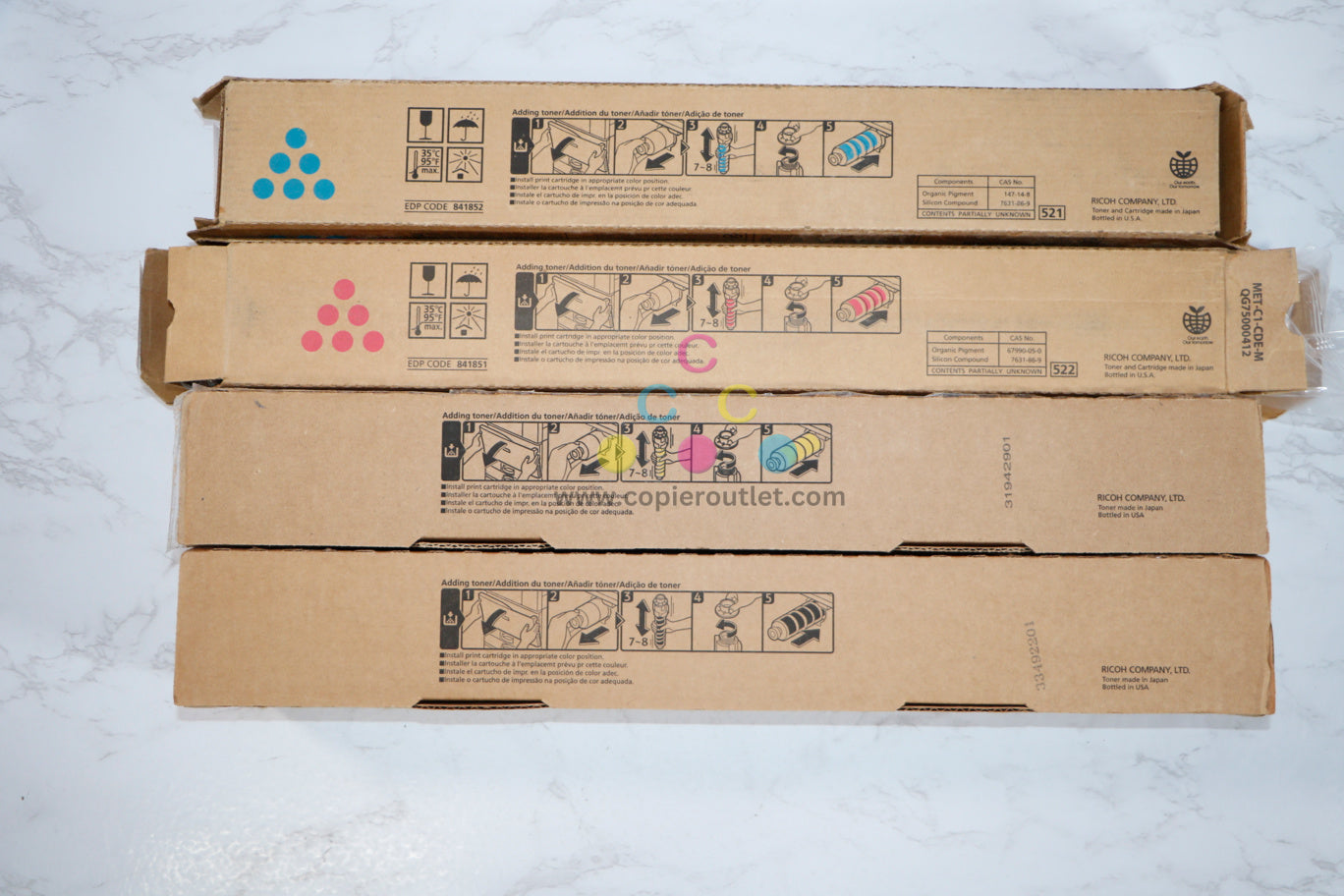 Cosmetic OEM Ricoh MPC6003, C4503, C5503, C6004 CMYK Toner Set 841849,50,51,52