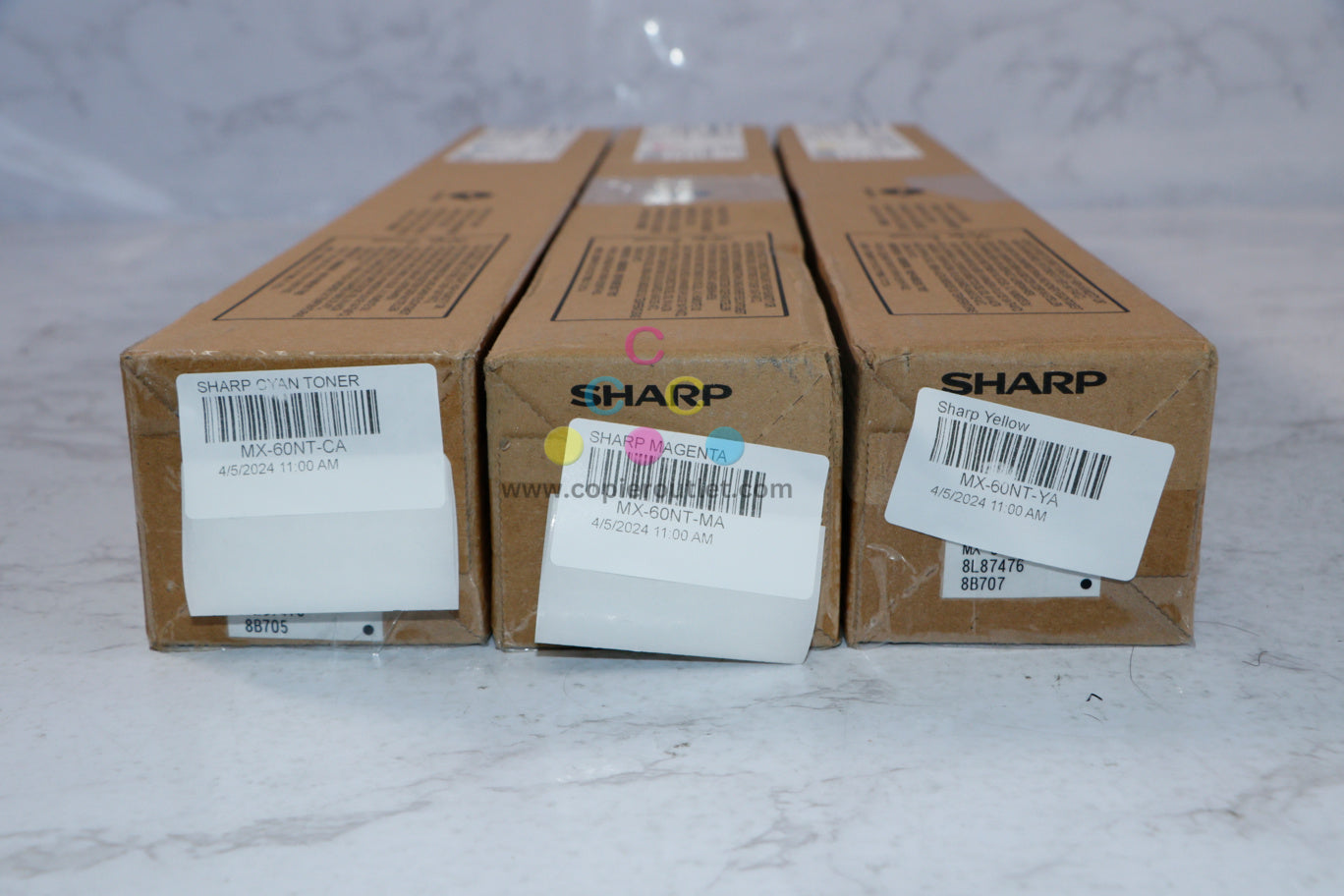 Lot Of 3 Genuine Sharp MX 2630, 2651, 3050, 3051, 3070 CMY Toner Cartridges MX-60NT