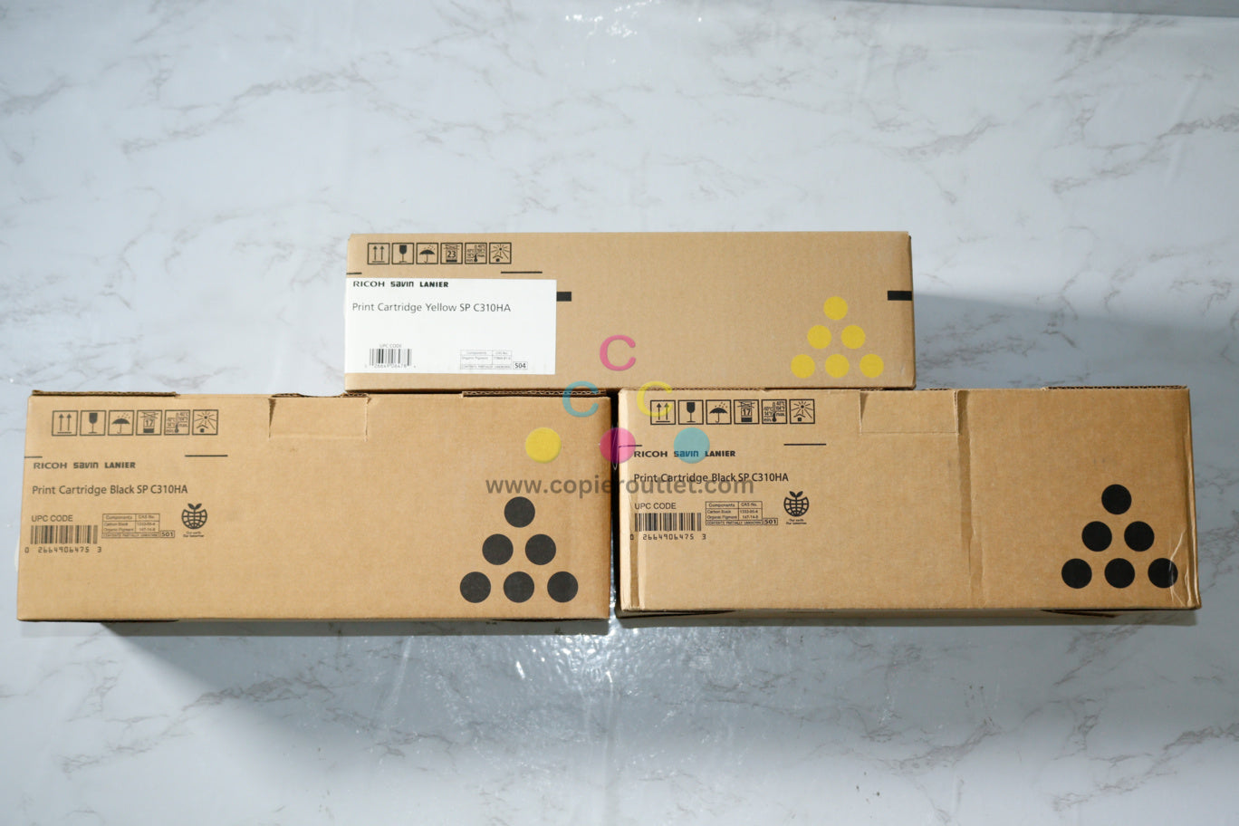 3 New OEM Ricoh SP310HA,SPC231N,SPC232DN YKK High Yield Toners 406475,406478