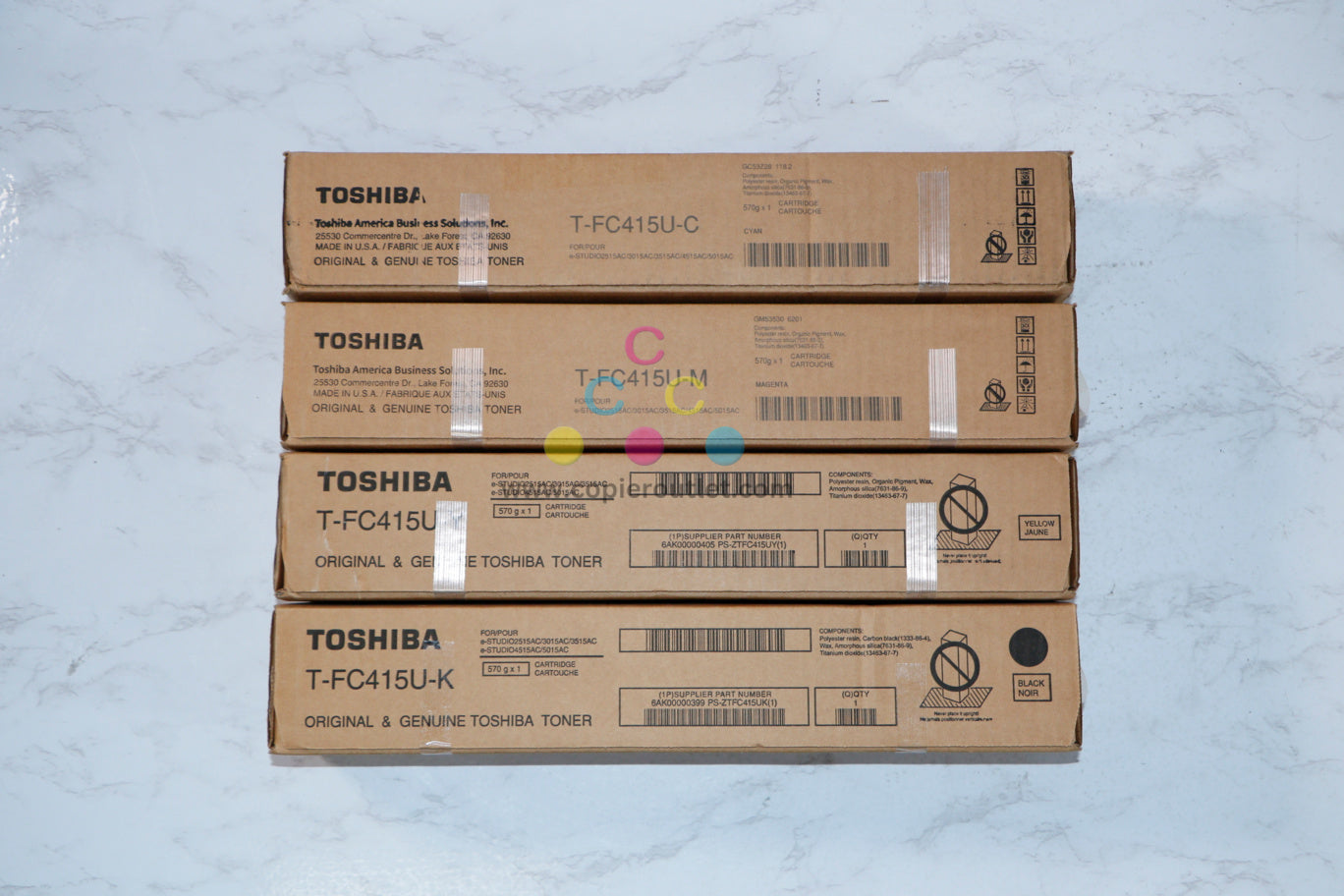 Genuine Toshiba T-FC415U CMYK Toner Cartridge eSTUDIO2515AC,5015AC Same Day Ship