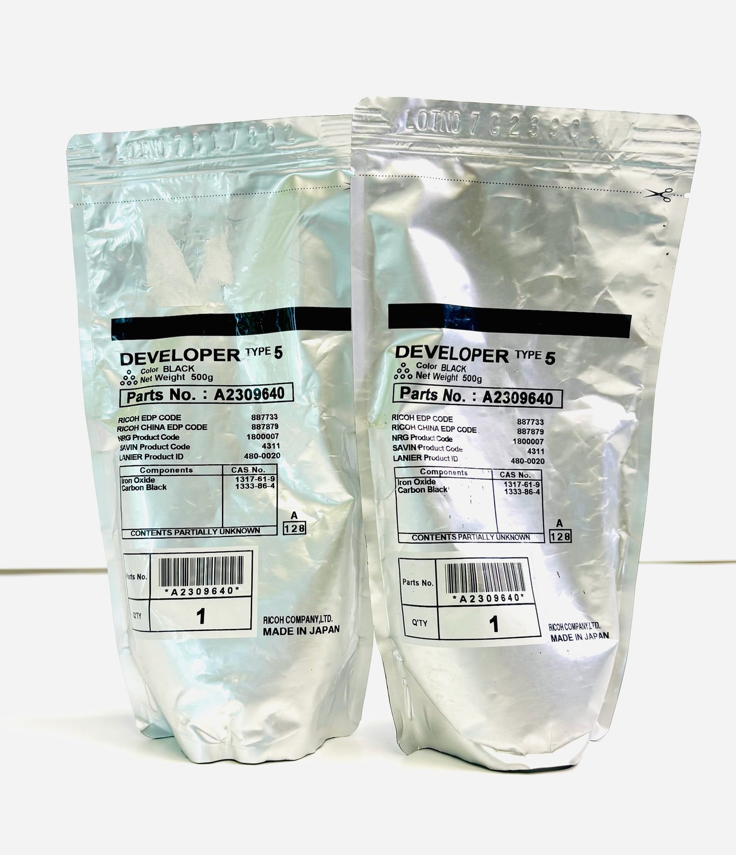 2 Genuine Ricoh 340,450,9935 Black Developer Type5 A2309640,A230-9640