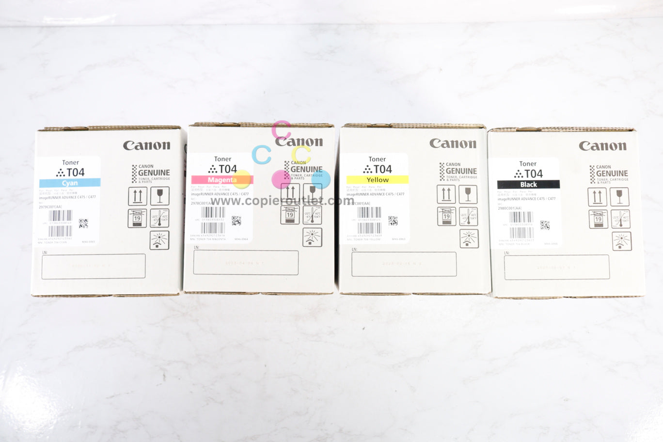 Lot Of 4 OEM Canon imageRunner C475,C477,C478,C568 T04 CMYK Toners