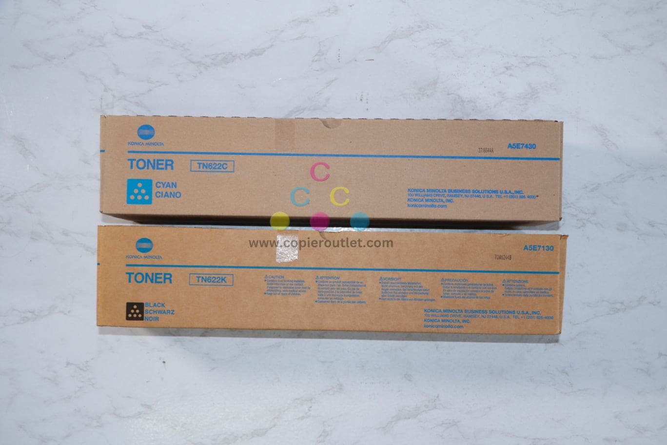 2 OEM Konica Minolta bizhub PRESS C1085,C1100 Cyan and Black Toners TN